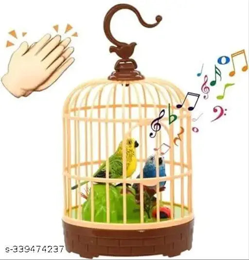 Realistic Singing & Chirping Bird Toy, Battery Operated Bird in Cage with Sensory Touch