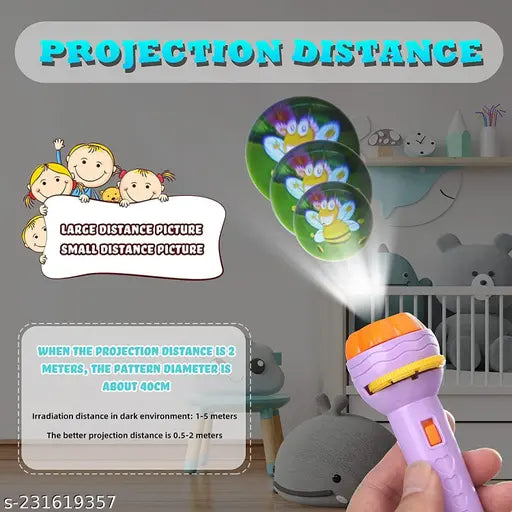 6 slides 48 patterns Mini Projector Torch Toy Slide Flashlight Projector torch for kids Projection Light Toy Slide Flashlight Lamp Education Learning Night Light Before Going to Bed(Random slides)